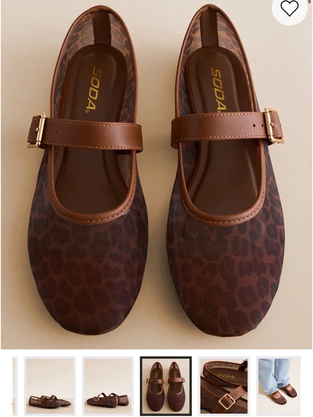 Soda Jumbo Leopard Mesh Mary Jane Flats Size 9 Leopard Buckle Shoes